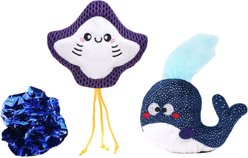 HugSmart Whale & Stingray Variety Pack Plush Cat Toy with Catnip, 3 count