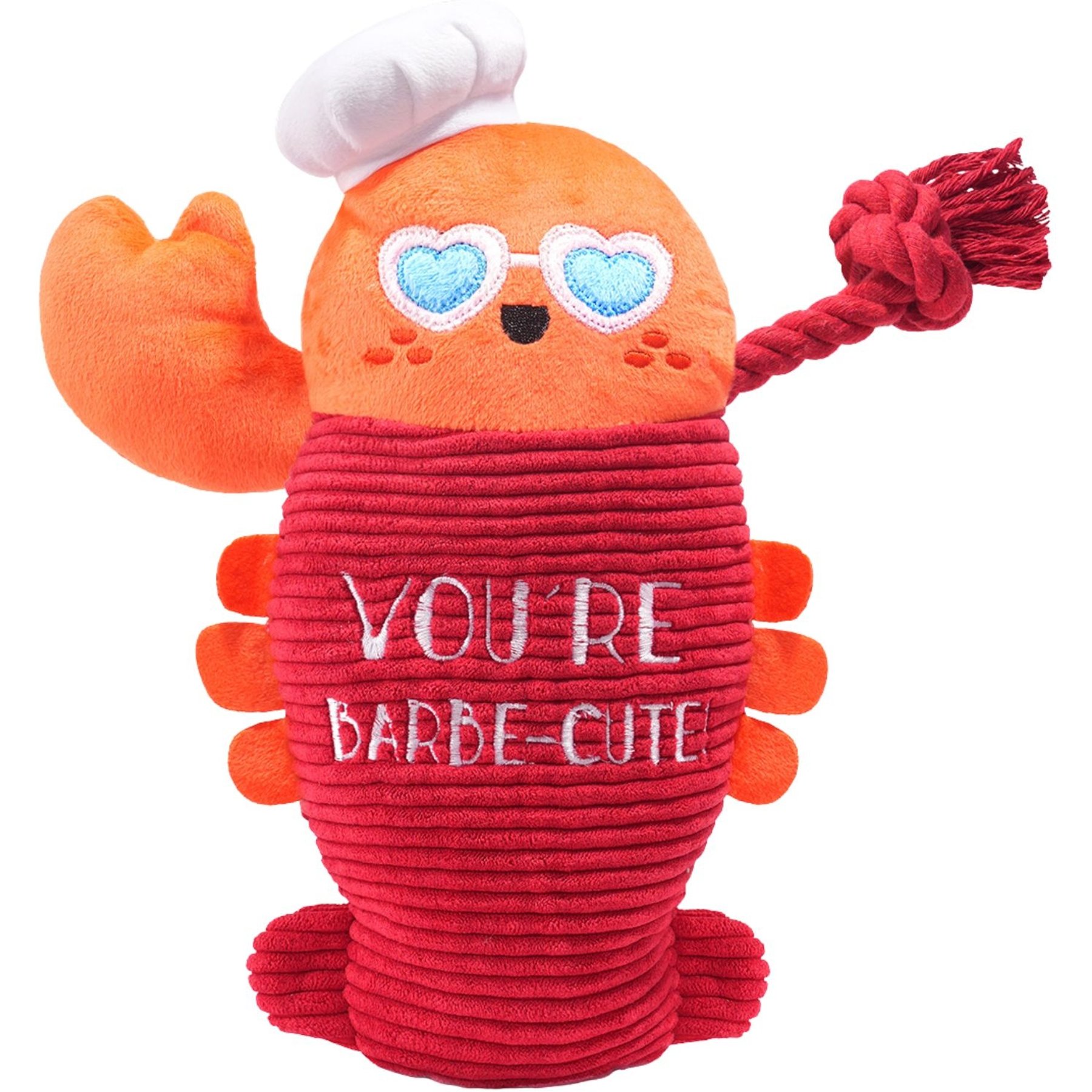 HugSmart Lobster Plush with Rope Tug Dog Toy, Medium/Large