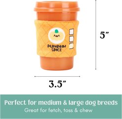 HugSmart Rubber Pumpkin Spice Latte Squeaky Dog Chew Toy, Medium/Large slide 2 of 4