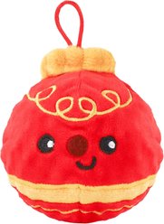 HugSmart Christmas Squeaky Spiky Ball Plush Ornament Dog Toy, Medium