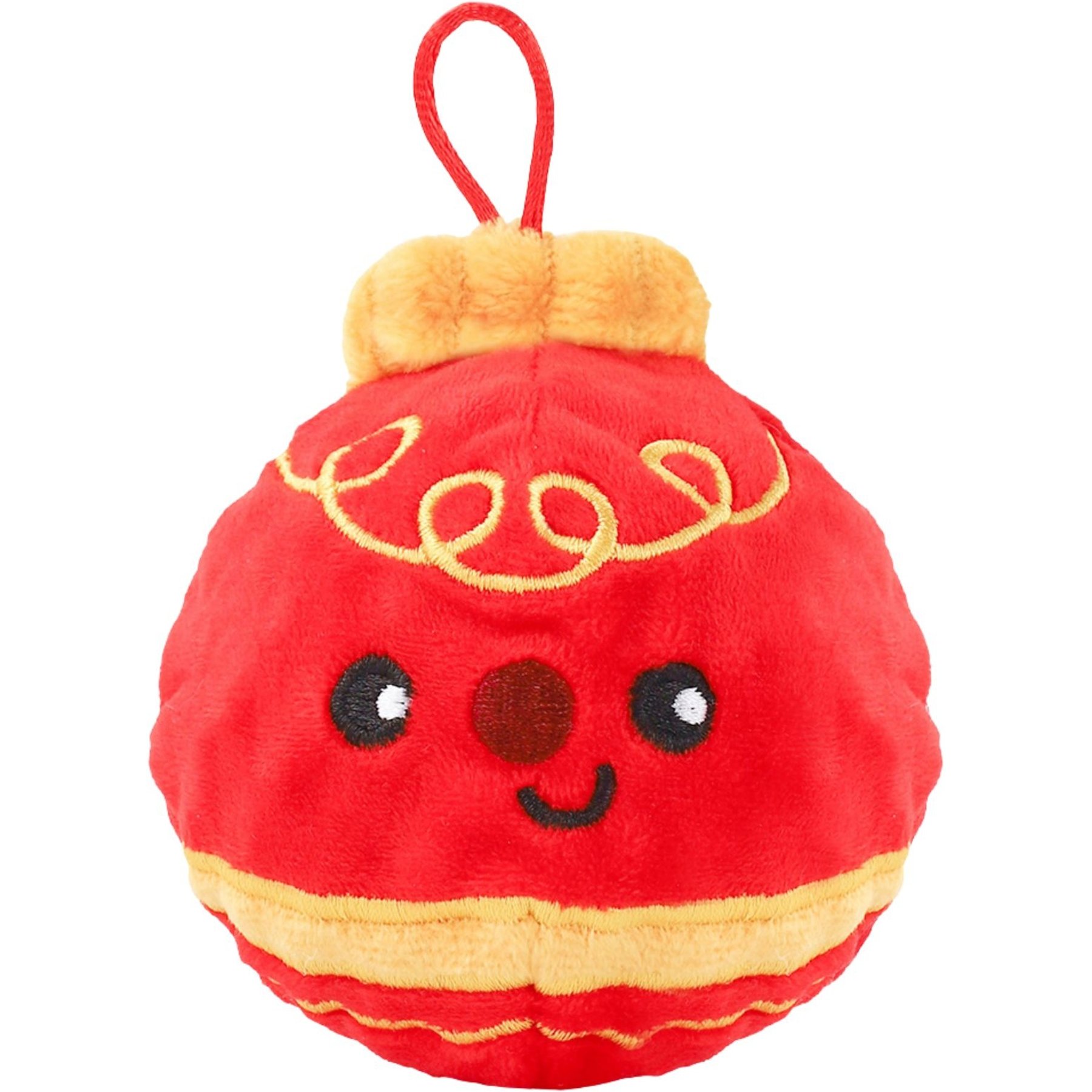 HugSmart Christmas Squeaky Spiky Ball Plush Ornament Dog Toy, Medium