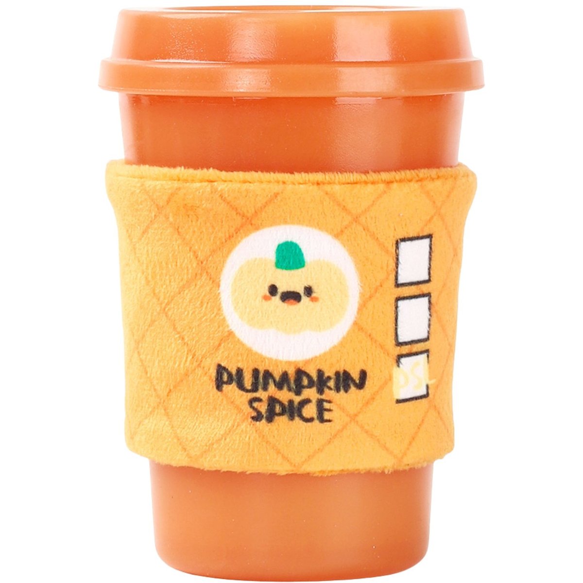 HugSmart Rubber Pumpkin Spice Latte Squeaky Dog Chew Toy, Medium/Large