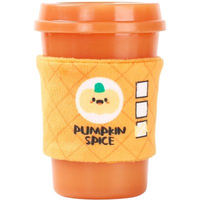 HugSmart HugSmart Rubber Pumpkin Spice Latte Squeaky Dog Chew Toy, Medium/Large