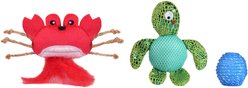 HugSmart Sea Turtle & Crab Variety Pack Plush Cat Toy with Catnip, 3 count