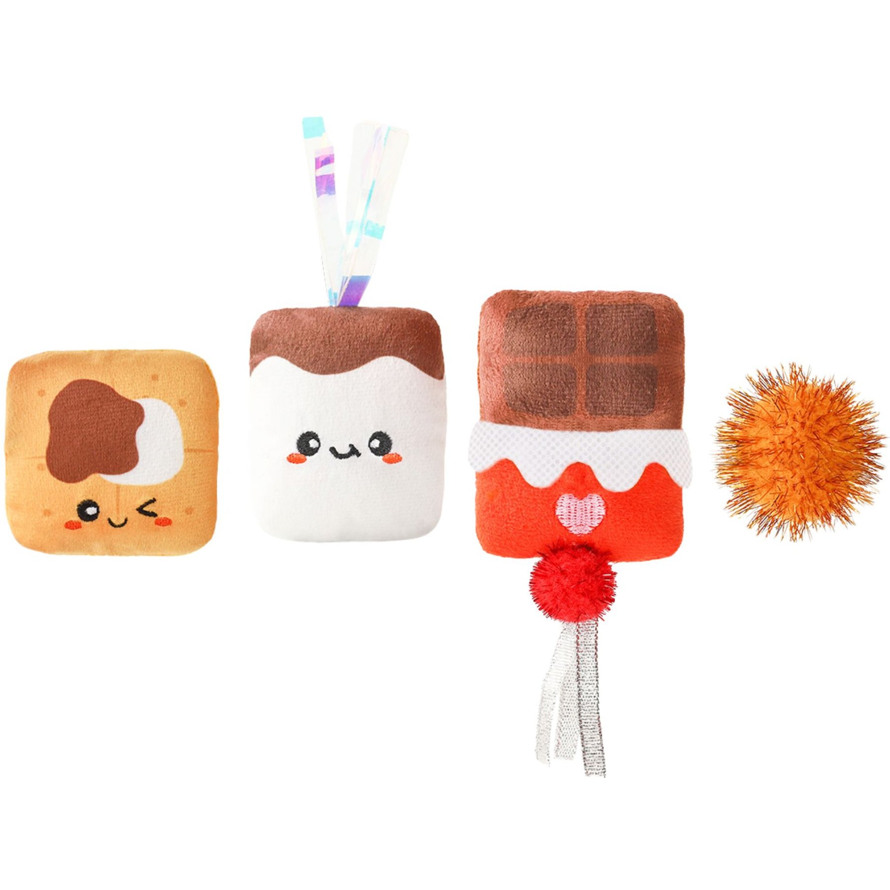 HugSmart S'mores Variety Pack Plush Cat Toy with Catnip, 4 count