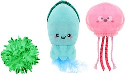 HugSmart Jellyfish & Squid Variety Pack Plush Cat Toy with Catnip, 3 count