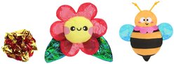 HugSmart Flower & Bee Variety Pack Plush Cat Toy with Catnip, 3 count
