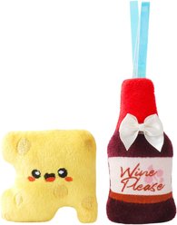 HugSmart Wine & Cheese Variety Pack Plush Cat Toy with Catnip, 2 count