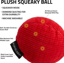 Playology Beef Scented Squeaky Ball Plush Dog Toy, Medium slide 2 of 6