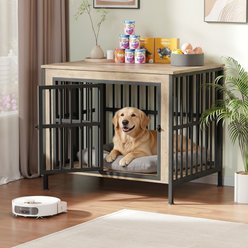 IronovaPets Single-Compartment Storage Cabinet Furniture Crate for Medium & Large Dogs, White, Medium: 40-in