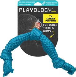 Playology Peanut Butter Scented Dri-Tech Dental Rope Dog Toy, Jumbo