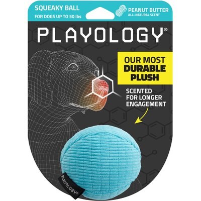 Playology Playology Peanut Butter Scented Squeaky Ball Plush Dog Toy, Medium