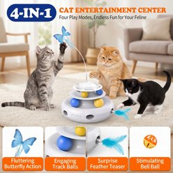 Kseroo 4-in-1 Rechargeable Automatic Interactive with Butterfly Track Balls Scratchers Exercise Cat Toy, White slide 2 of 7