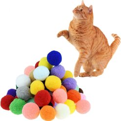 Kseroo Plush Fuzzy Interactive Fetch Play Exercise Balls Cat Toy, Multicolor, 30 count