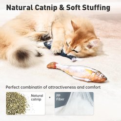 Kseroo 3 Modes, Rechargeable Flopping Fish with Catnip Exercise Chew Cat Toy, Multicolor, 3 count slide 2 of 9
