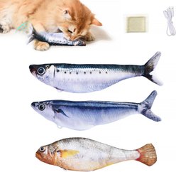 Kseroo 3 Modes, Rechargeable Flopping Fish with Catnip Exercise Chew Cat Toy, Multicolor, 3 count