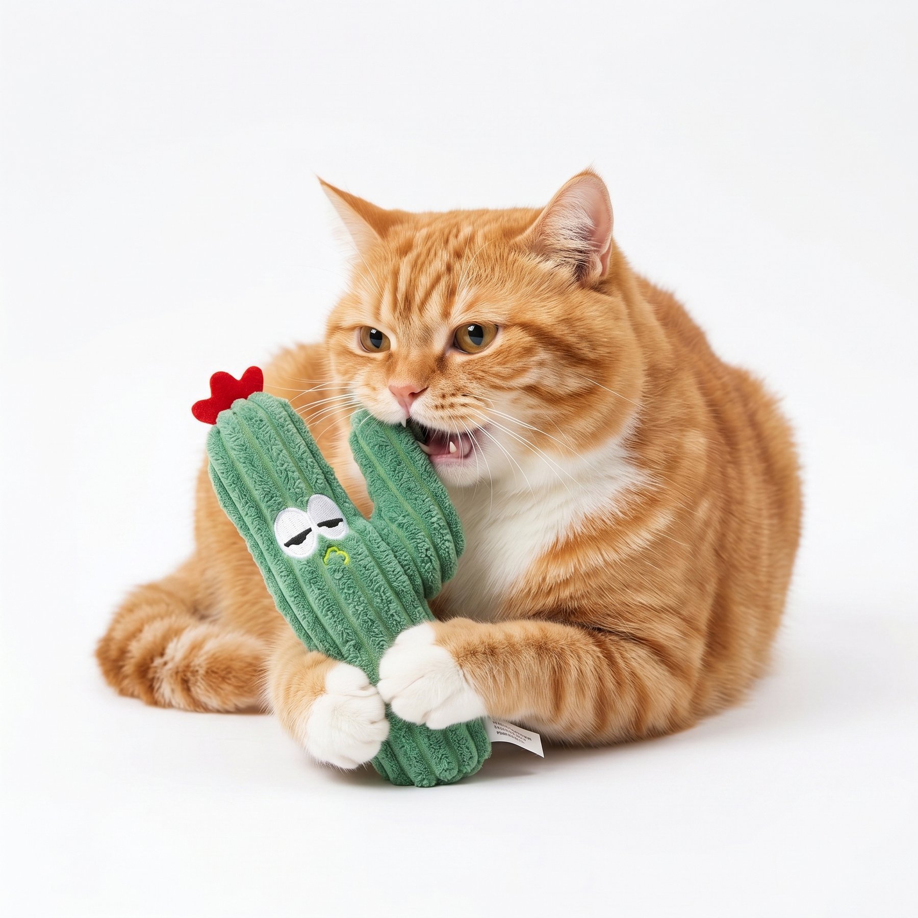 Kseroo Cactus Catnip Plush Dental Exercise Chew Cat Toy, Green