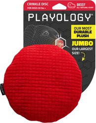Playology Beef Scented Crinkle Disc Plush Dog Toy, Jumbo