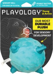Playology Peanut Butter Scented Young & Active Sensory Ball Dog Toy, Small