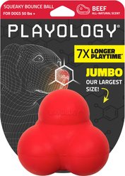 Playology Beef Scented Squeaky Bounce Ball Dog Toy, Jumbo