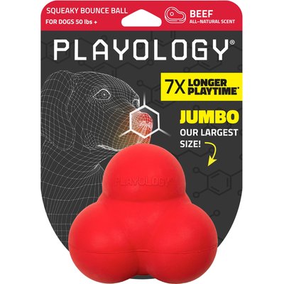 Playology Playology Beef Scented Squeaky Bounce Ball Dog Toy, Jumbo