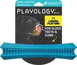 Playology Peanut Butter Scented Dental Chew Stick Dog Toy, Jumbo