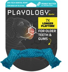 Playology Peanut Butter Scented Dri-Tech Dental Rope Dog Toy, Medium