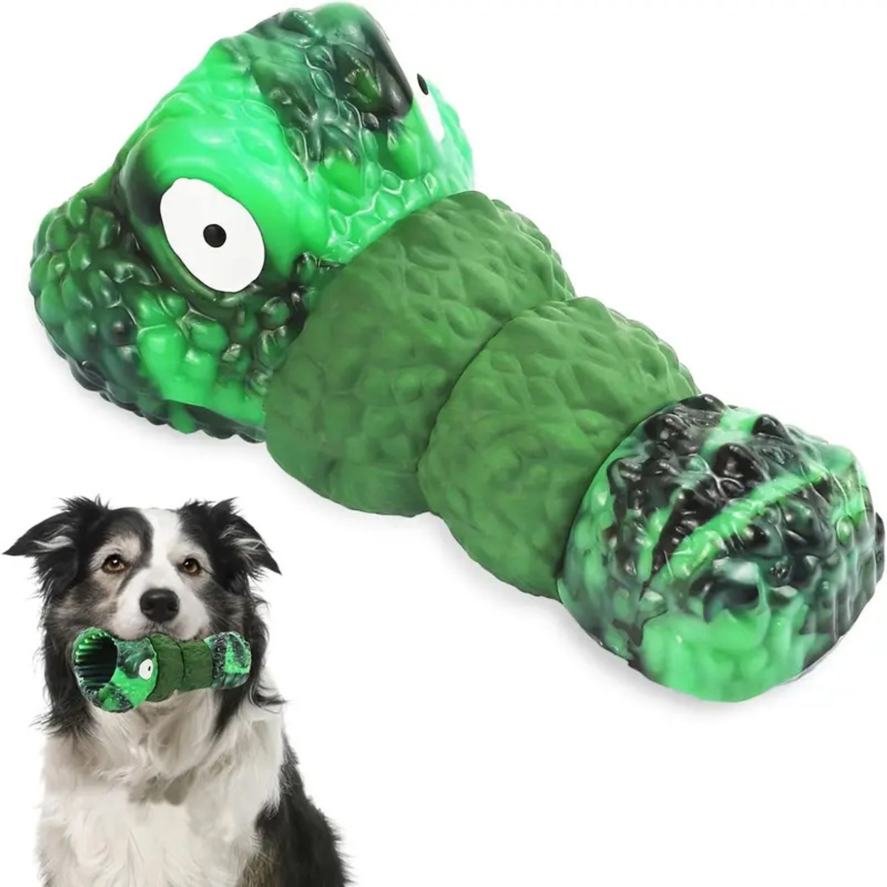 Kseroo Indestructible Beef Flavor Squeaky Tough Chewy Dog Toy, green