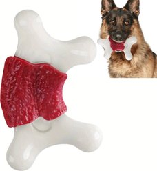 Kseroo Indestructible Bacon Scented Chew Bone Dog Puzzle Toy, Red, 3 count