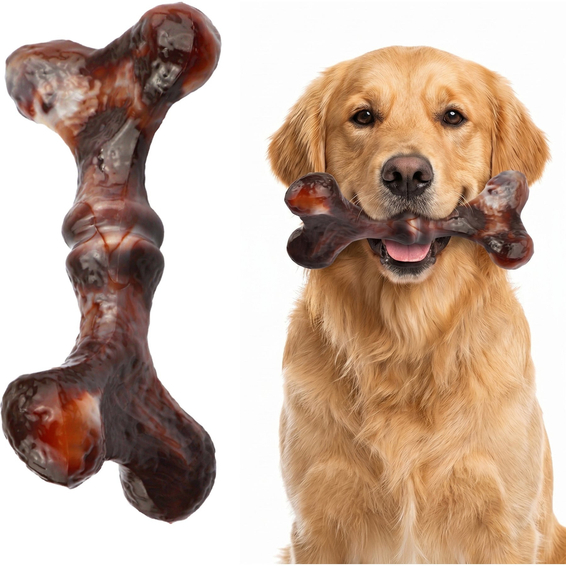 Kseroo Indestructible Bacon Flavor Bone Dog Chew Toy