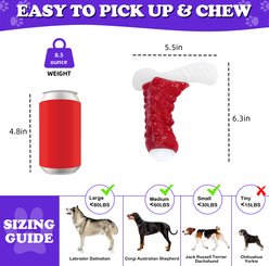 Kseroo Indestructible Bacon Flavor Tough Chew Bone Dog Toy, Red slide 2 of 4