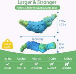 Kseroo Alligator Bacon Flavored Tough Chew Squeaky Dog Chew Toy, Blue slide 2 of 6