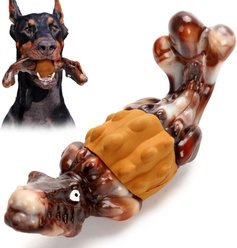 Kseroo Indestructible Duck Bacon Flavor Tough Chew Bone Dog Toy, Brown