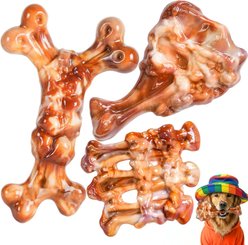 Kseroo Bacon Flavored Realistic Textured Teething Dog Chew Toy, Brown, 3 count