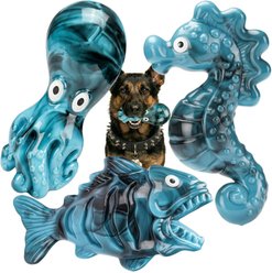 Kseroo Bacon Flavored Ocean Theme Teething Dog Chew Toy, Blue, 3 count
