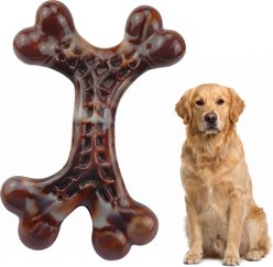 Kseroo Indestructible Bacon Scented Bone Dog Toy, Brown