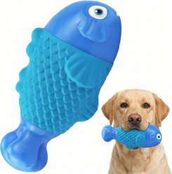 Kseroo Indestructible Fish Beef Flavor Squeaky Dog Chew Toys, Blue