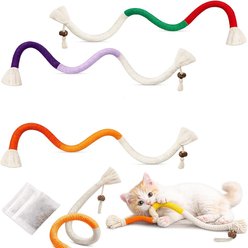 Kseroo Indoor Catnip Rope, Durable Cotton Teething Exercise Chew Cat Toy, Multicolor, 3 count