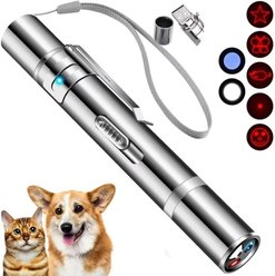 Kseroo 3 Modes 5 Patterns Laser Pointer Interactive Chase Glowing & Light-up Lasers Cat Toy, Silver