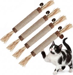 Kseroo Natural Silvervine Sticks, Edible, Teeth Cleaning & Teething Exercise Chew Cat Toy, Brown, 4 count