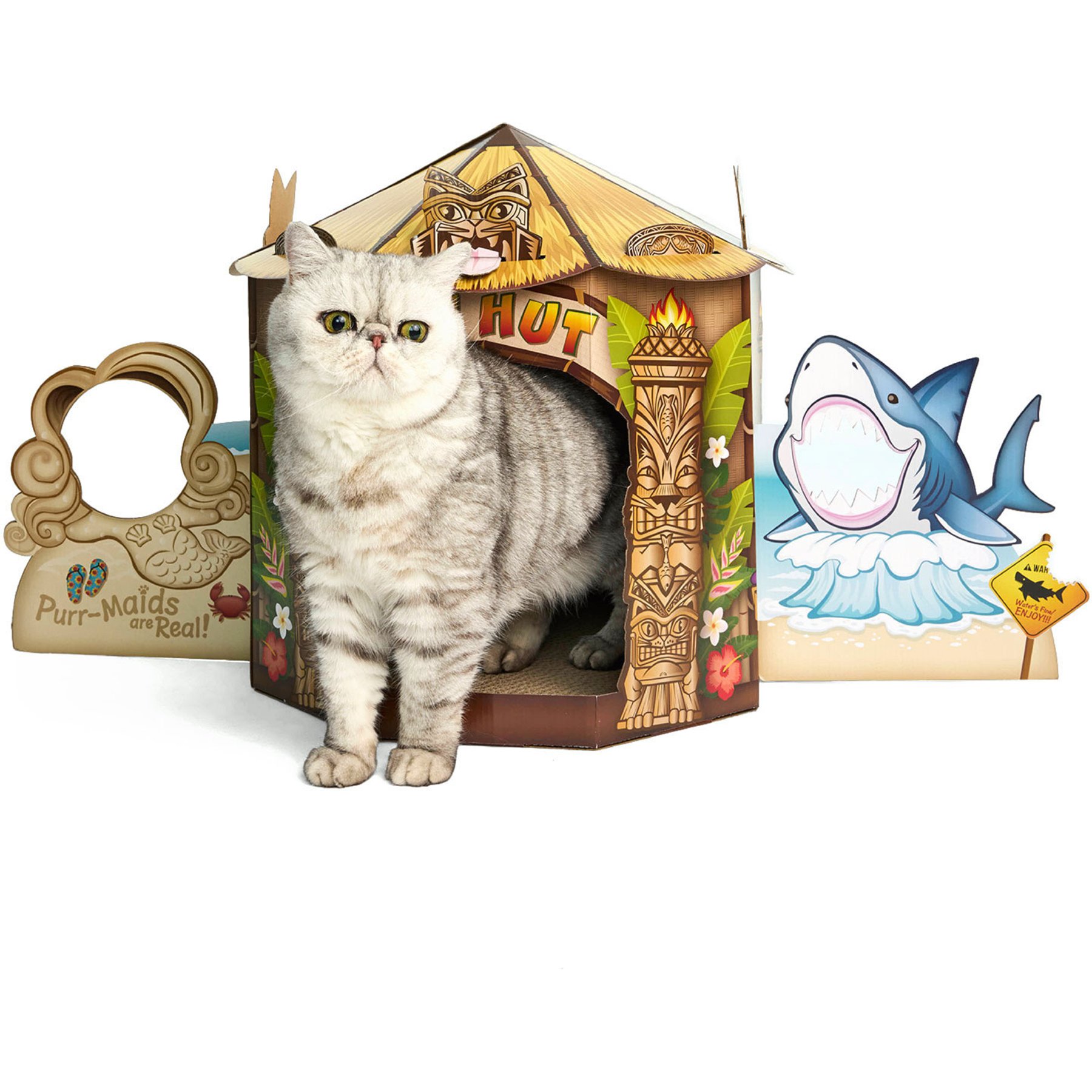 HappyCat Tiki Hut Scratcher Box Cat Toy
