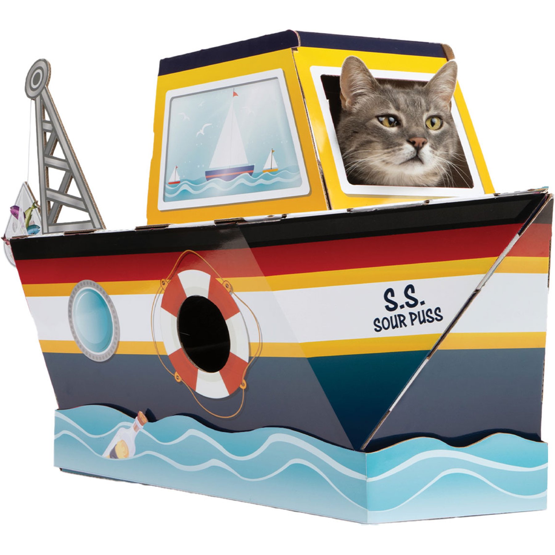 HappyCat Fishing Boat Scratcher Box Cat Toy