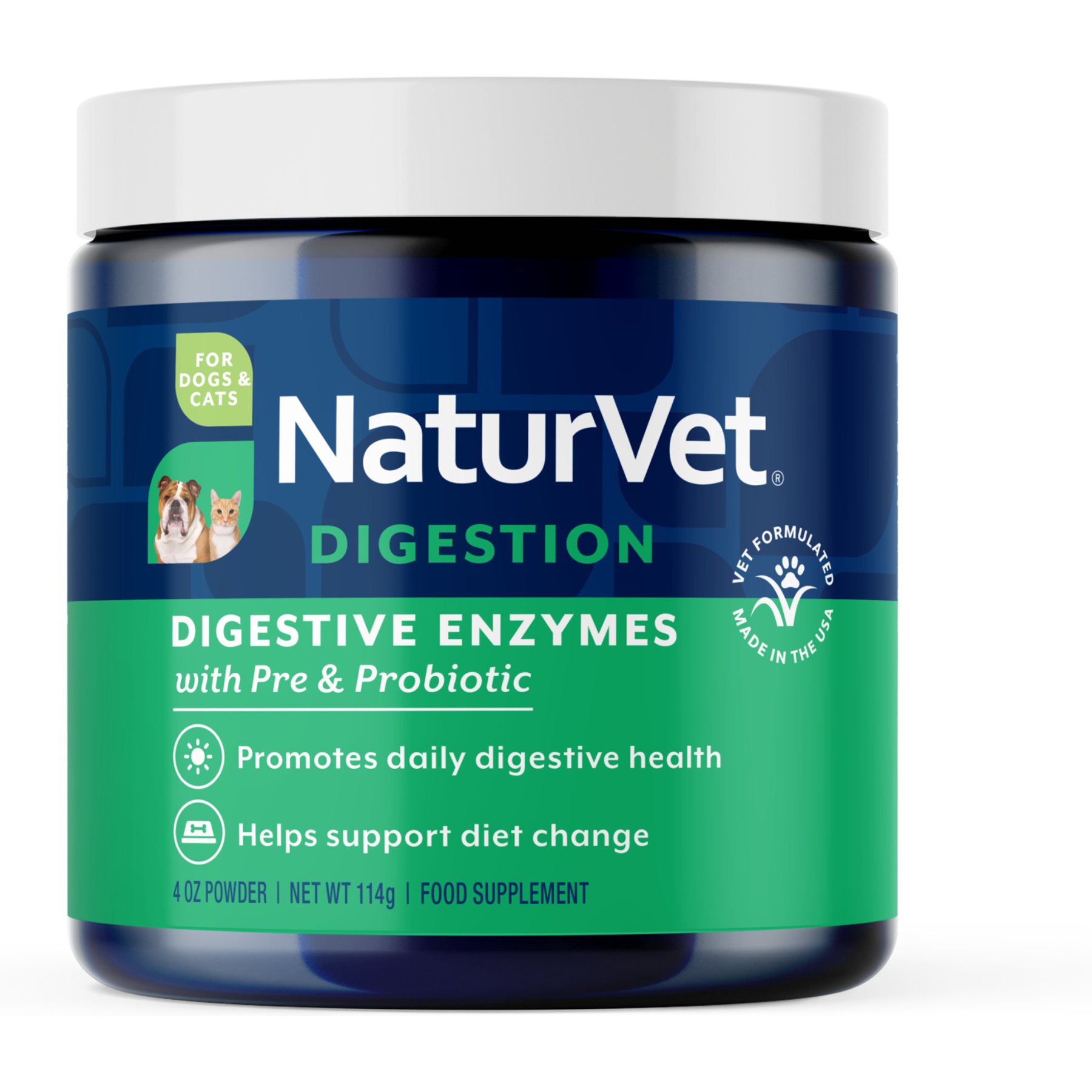 NaturVet Digestive Enzymes Prebiotics & Probiotics Dog & Cat, 4-oz