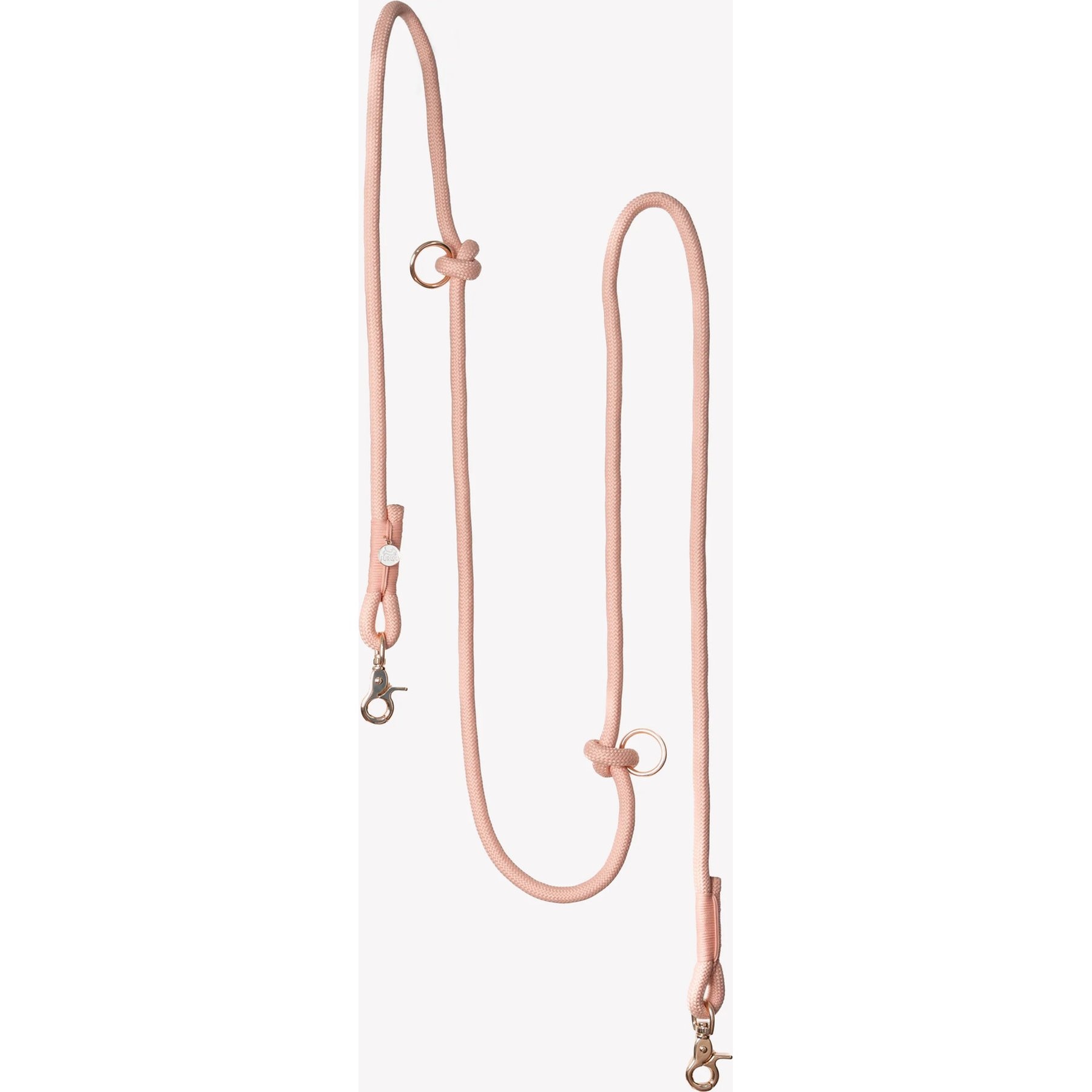 Furlou Hands Free Braided Dog Leash, Powder Rose, 8-ft long, 0.5-in wide