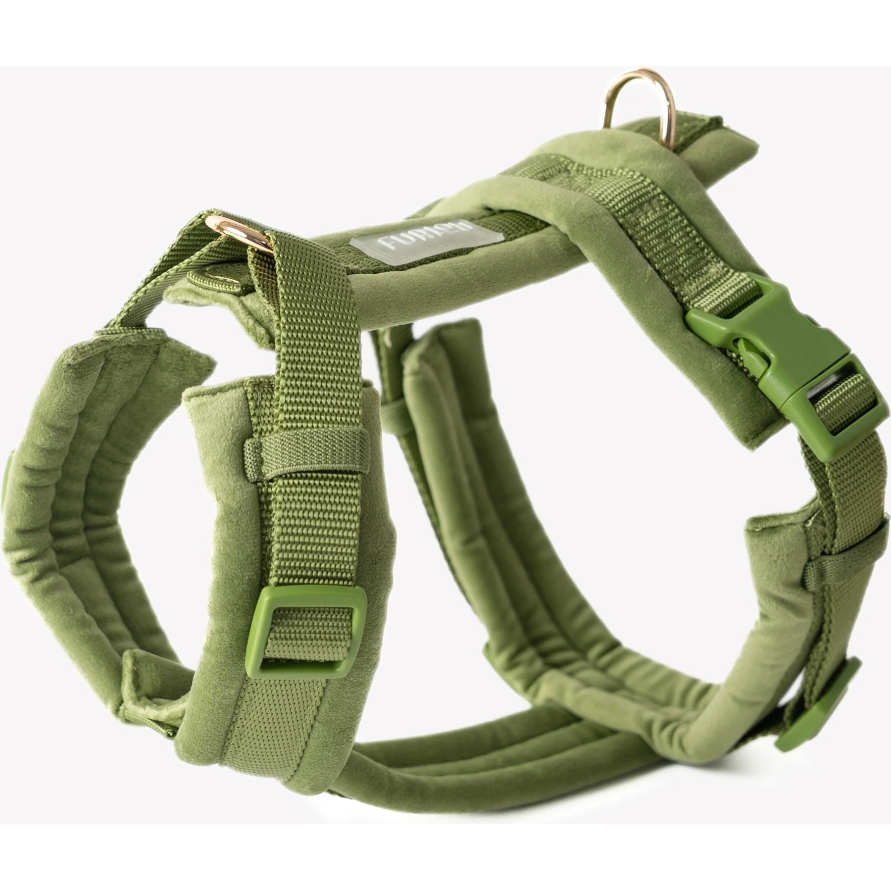 Furlou Velvet Dog Harness, Green, Small: 15 to 21.5-in chest