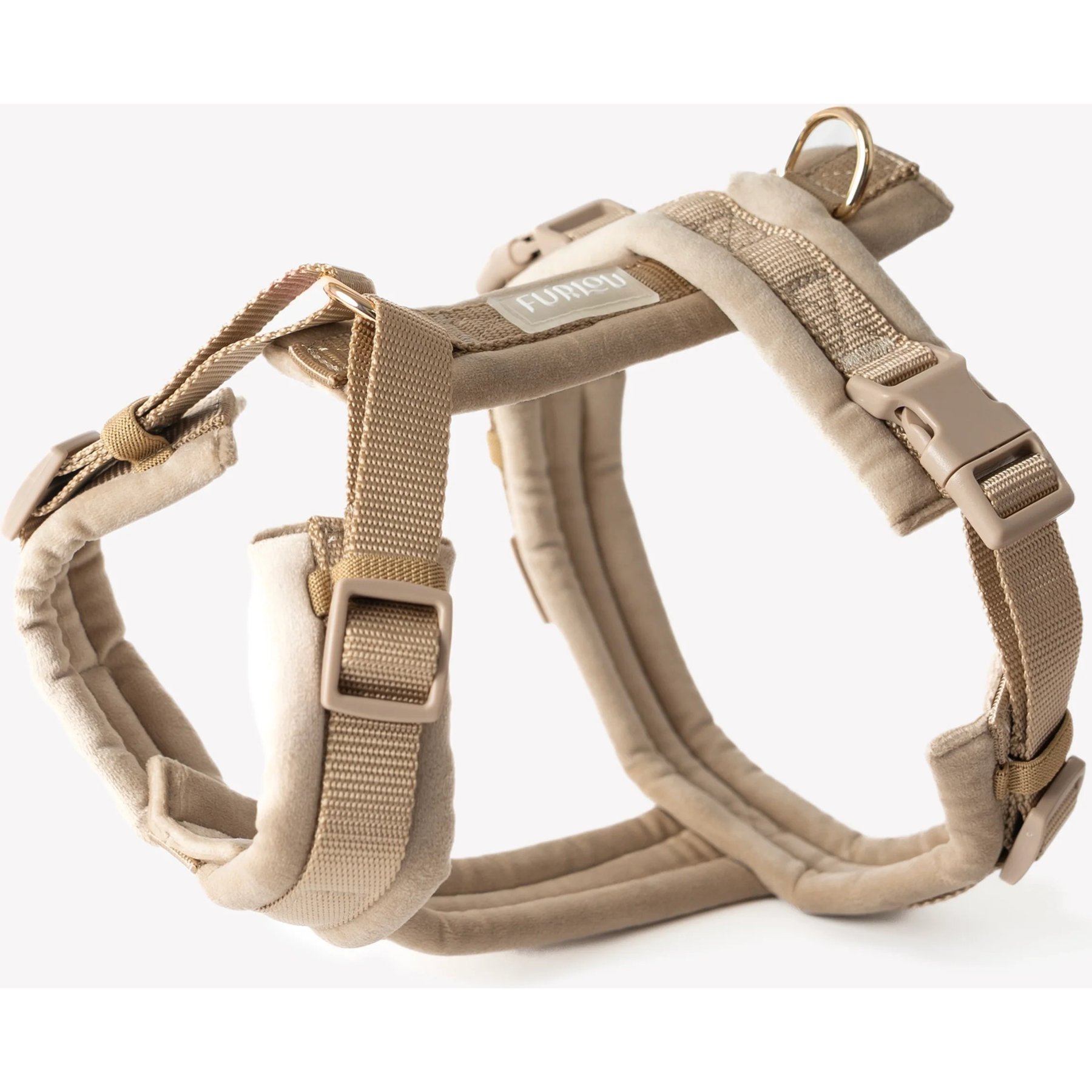 Furlou Velvet Dog Harness, Sand, Small: 15 to 21.5-in chest
