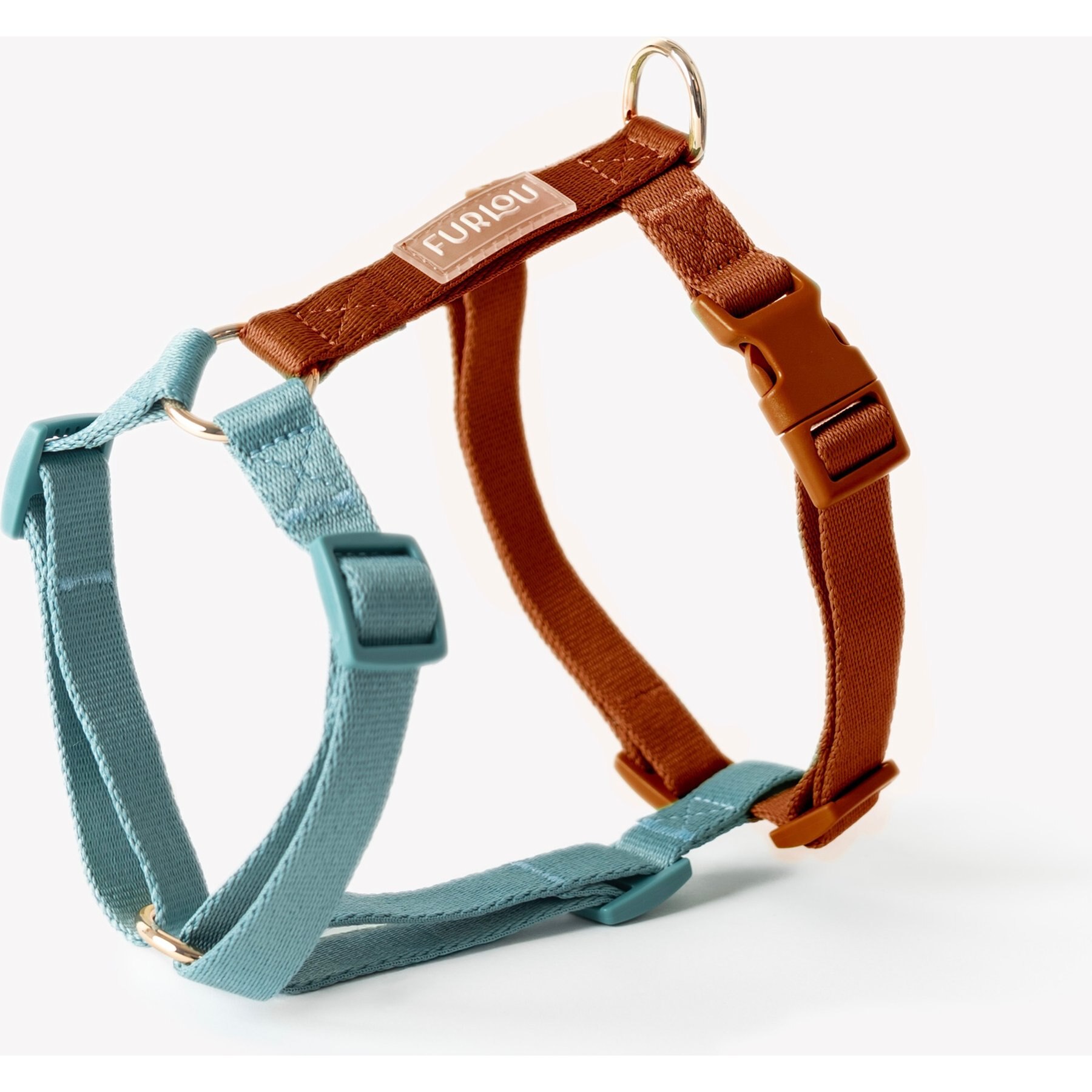 Furlou Nylon Dog Harness, Blue & Clay, Small: 15 to 22-in chest