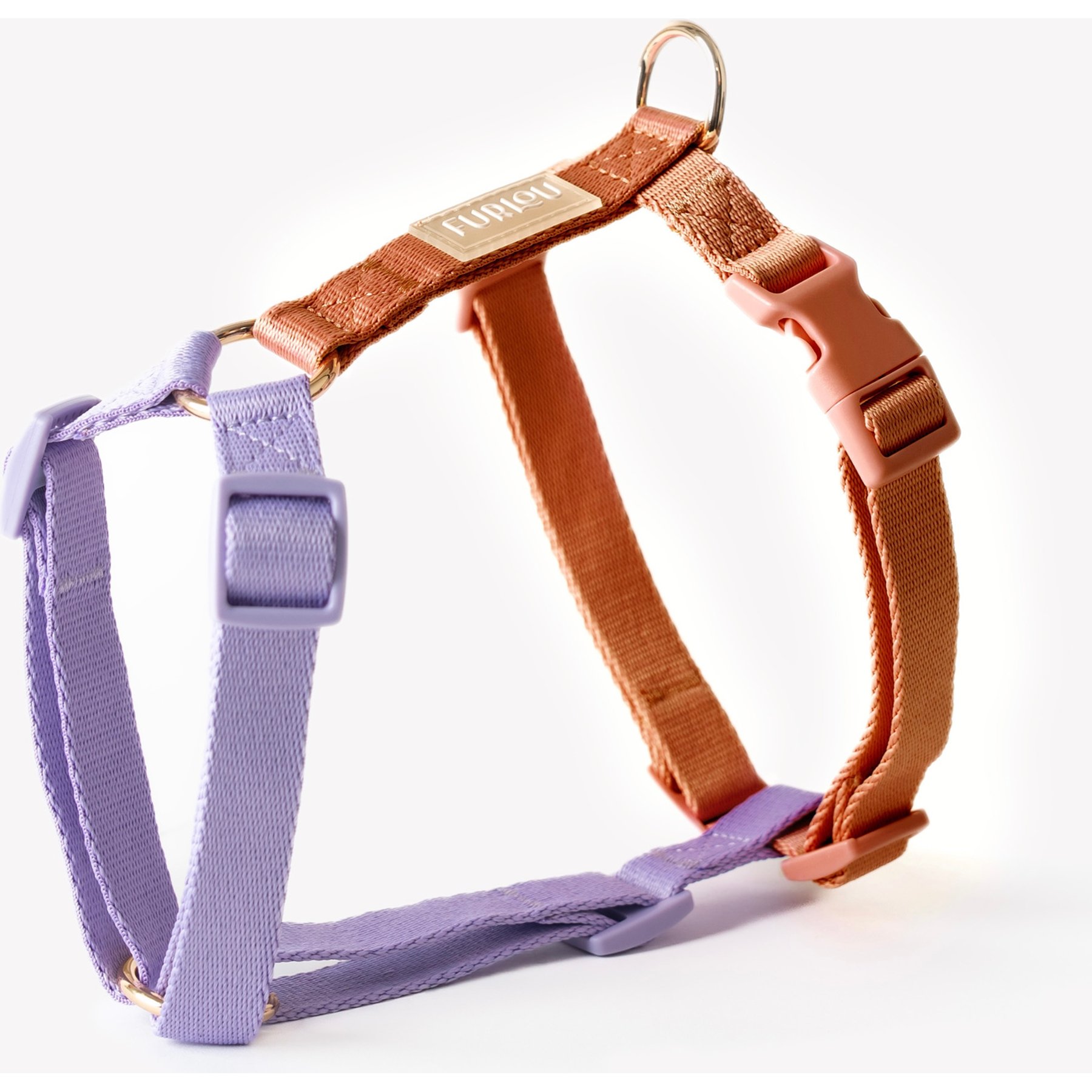 Furlou Nylon Dog Harness, Lavender & Terracotta, X-Small: 12 to 16-in chest