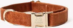 Furlou Velvet Dog Collar, Clay, Large: 15 to 24-in neck, 1-in wide