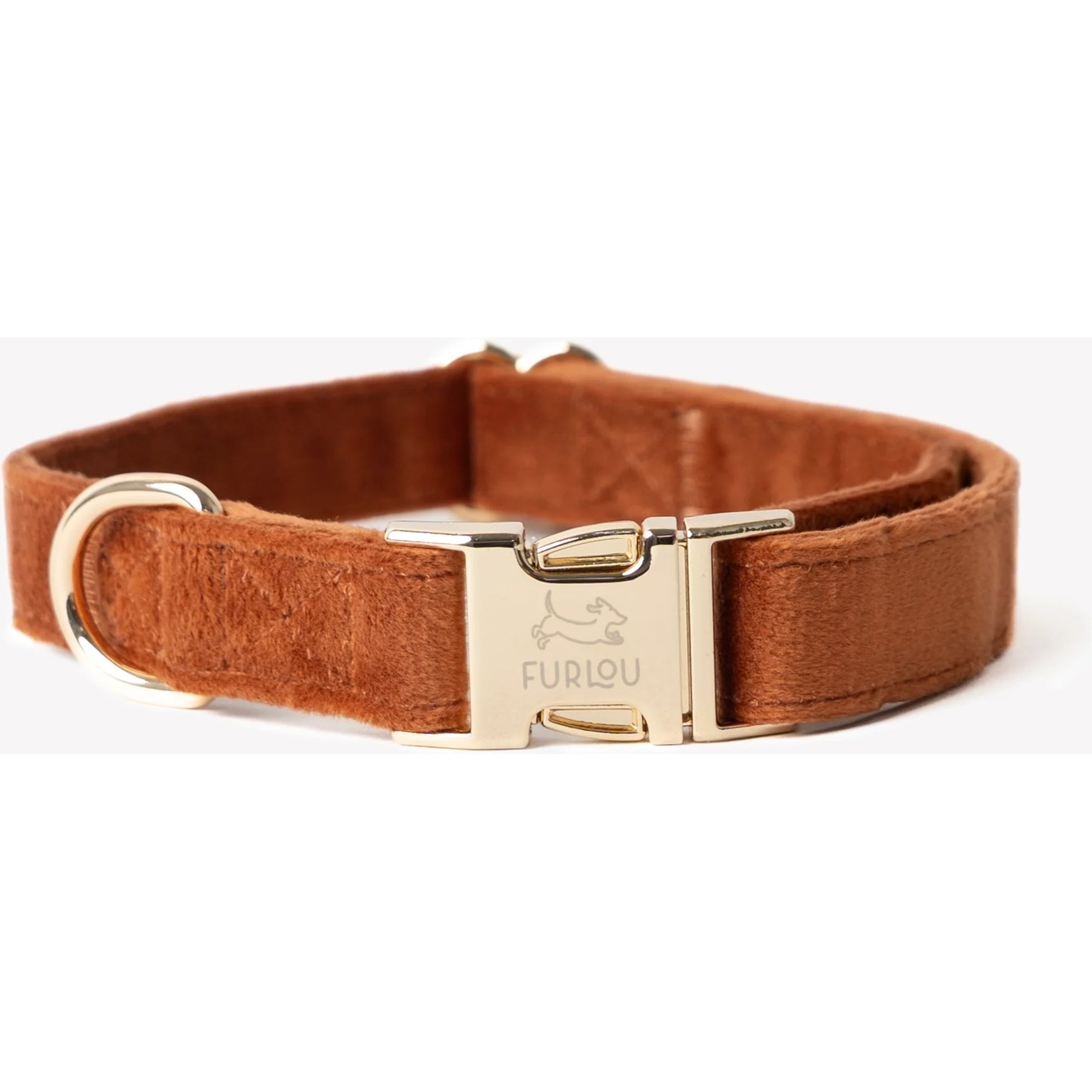 Furlou Velvet Dog Collar, Clay, Medium: 13 to 20-in neck, 3/4-in wide